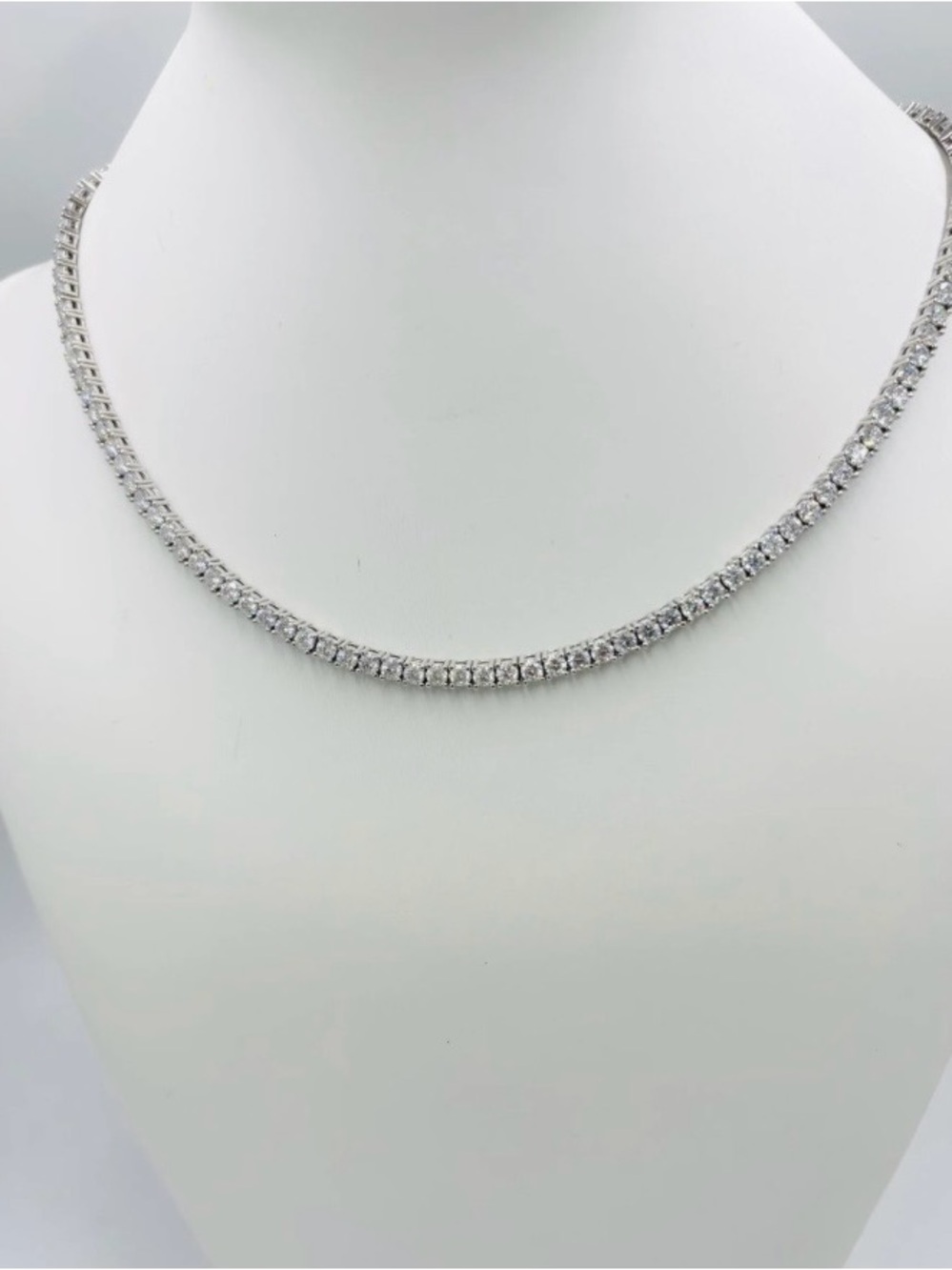 Classic 14k White Gold Plated 3MM CZ Tennis Necklace - 17” & Secure Safety Clasp - Picture 5 of 8